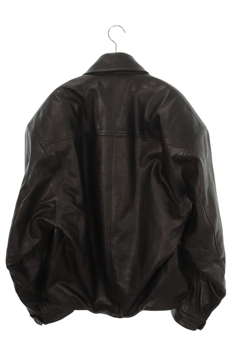 BALENCIAGA 24SS Cocoon Zip-Up Leather Jacket Black Size M