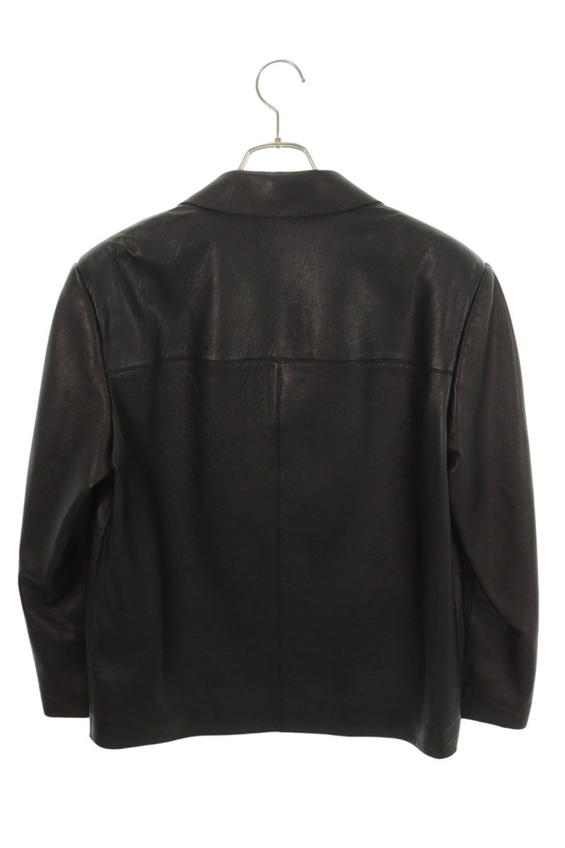 GUCCI 26SS Lapel Pin Soft Nappa Leather Jacket Black Size 50