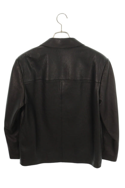 GUCCI 26SS Lapel Pin Soft Nappa Leather Jacket Black Size 50
