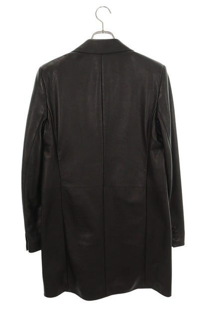 GUCCI 26SS Lapel Pin Soft Nappa Leather Coat Black Jacket Size 48