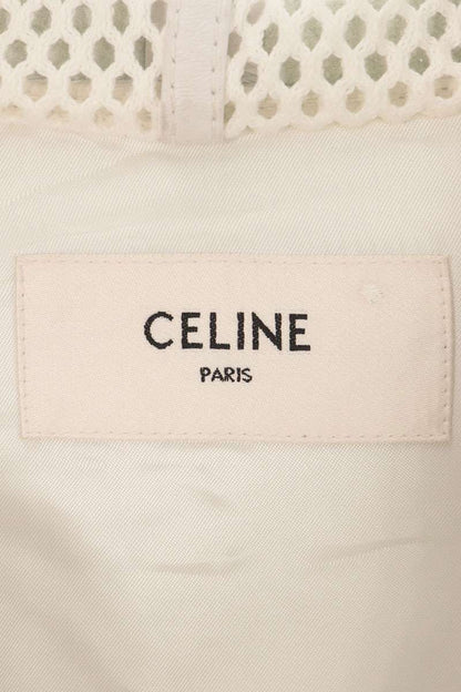 CELINE 22SS Hooded Mesh Panel Leather Jacket White Size 44