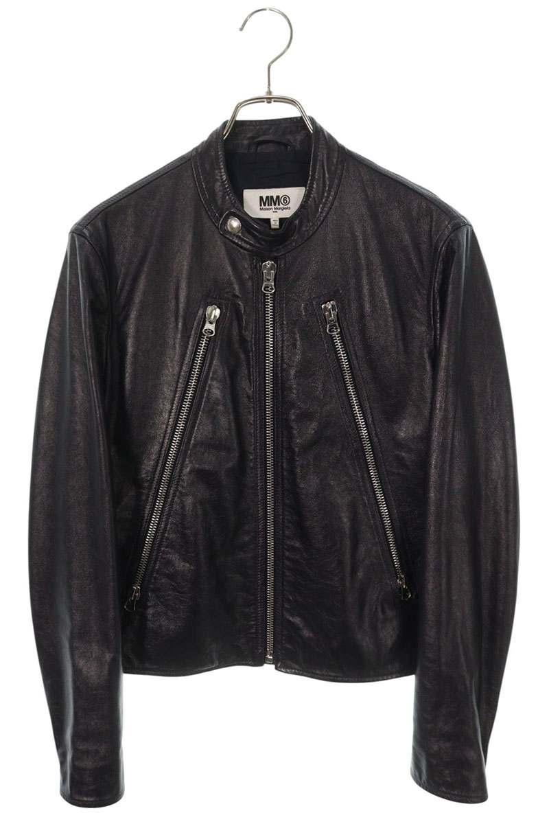 MM6 20SS Dark Navy Hachinoji Riders Leather Jacket Size 38