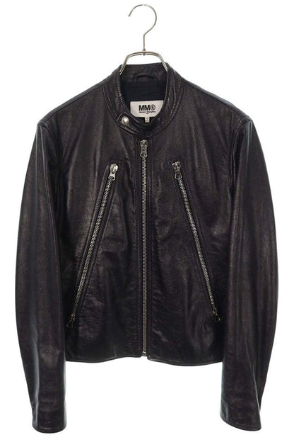 MM6 20SS Dark Navy Hachinoji Riders Leather Jacket Size 38