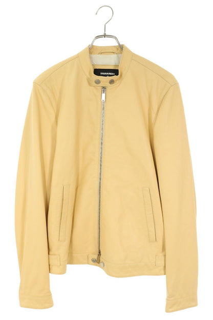 DSQUARED2 S74AM0519 Single Leather Jacket Yellow Size 48