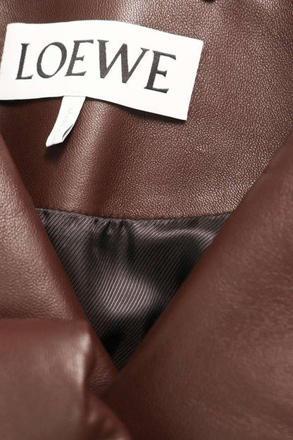LOEWE Belted Padded Double Rider Jacket Brown Size 46