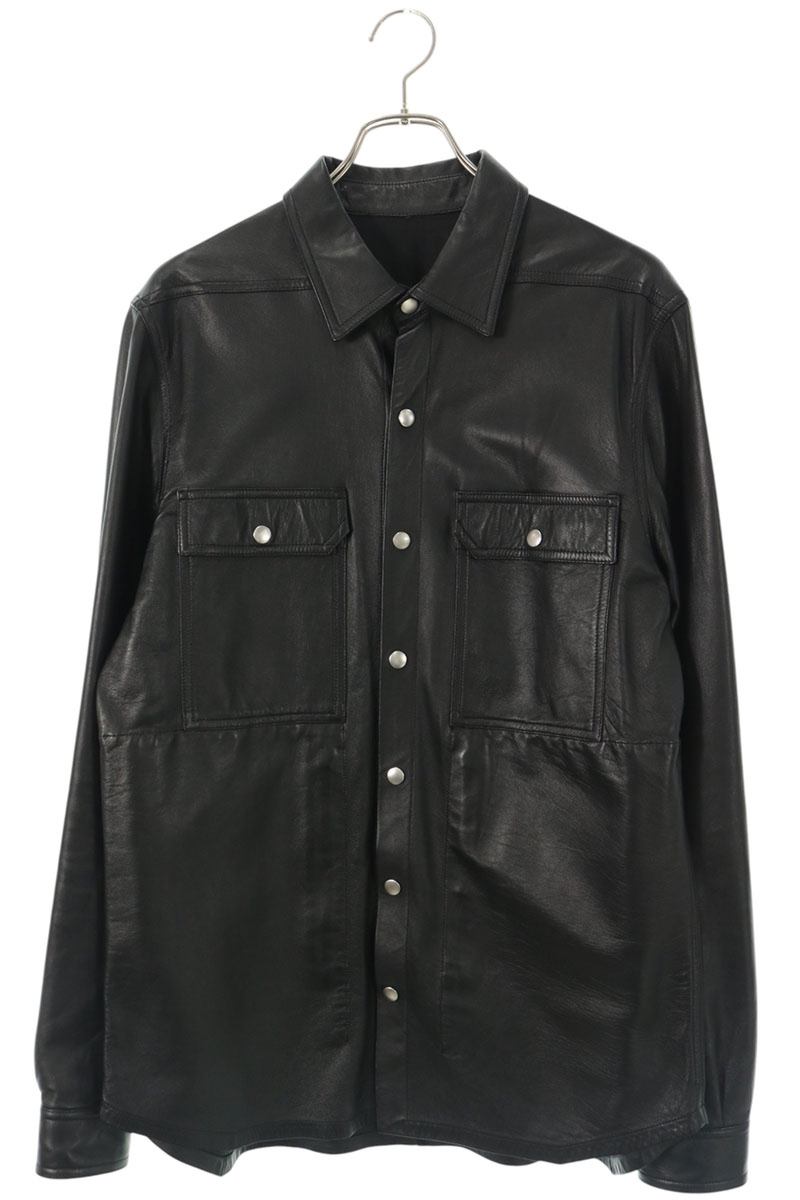 Rick Owens 22AW Sheepskin Shirt Leather Jacket Black Size 48