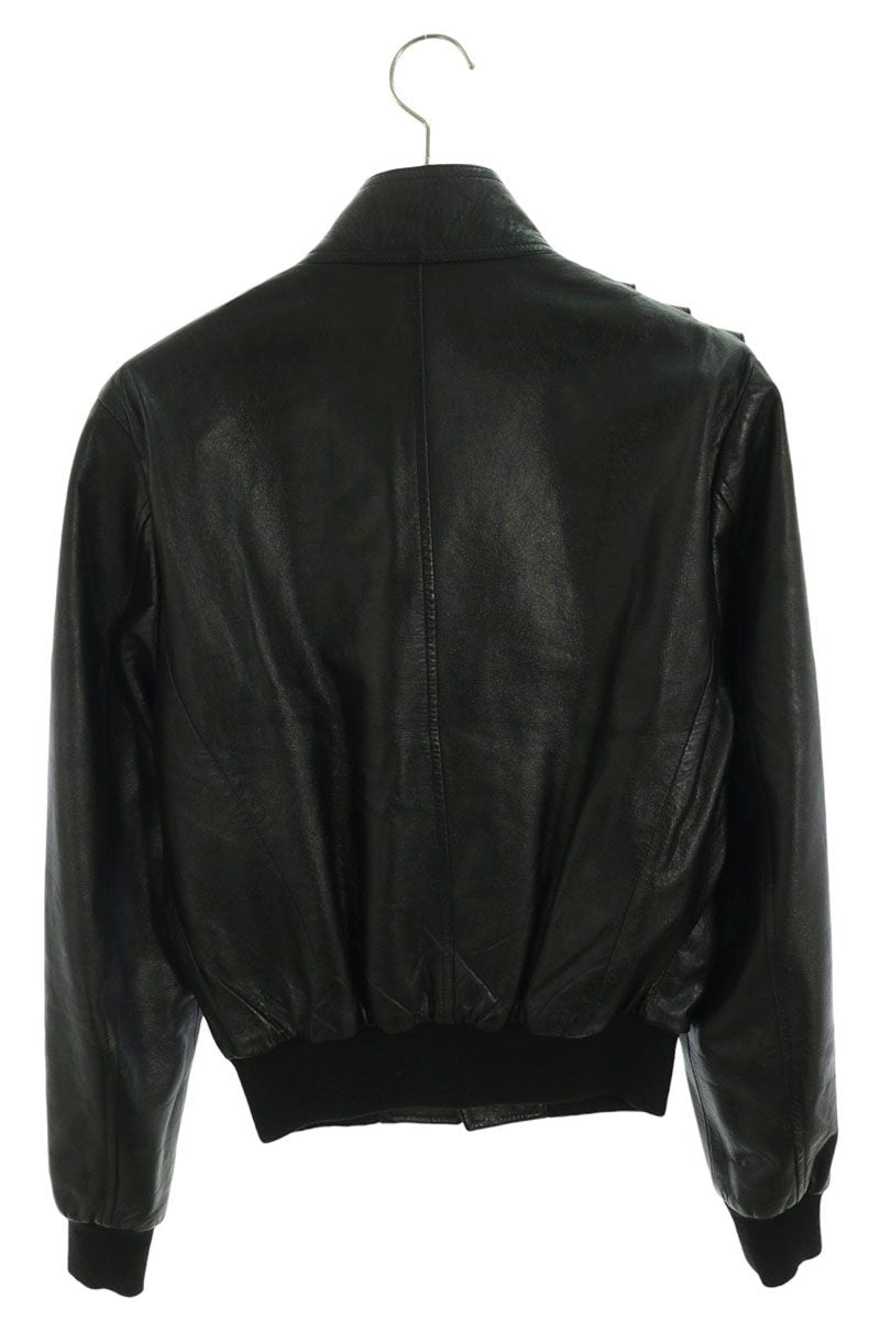 CELINE Sheepskin Double Riders Leather Jacket Black Size 44
