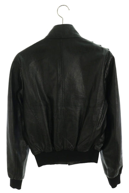 CELINE Sheepskin Double Riders Leather Jacket Black Size 44