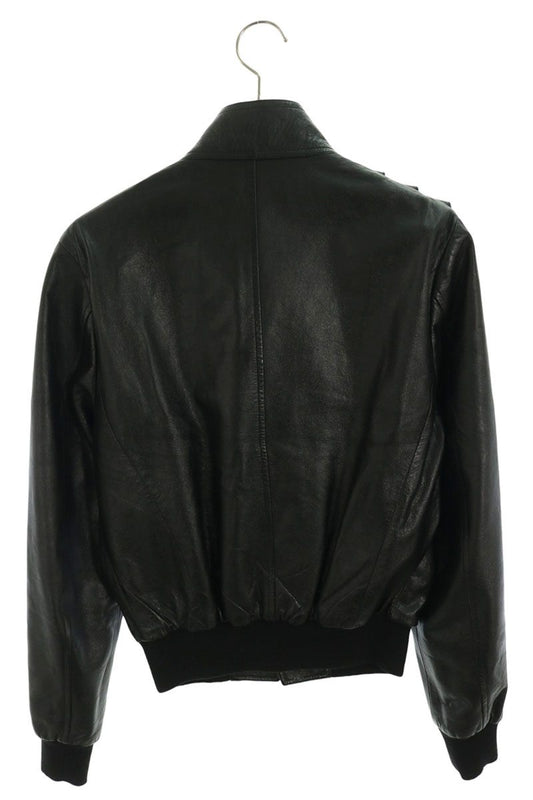 CELINE Sheepskin Double Riders Leather Jacket Black Size 44