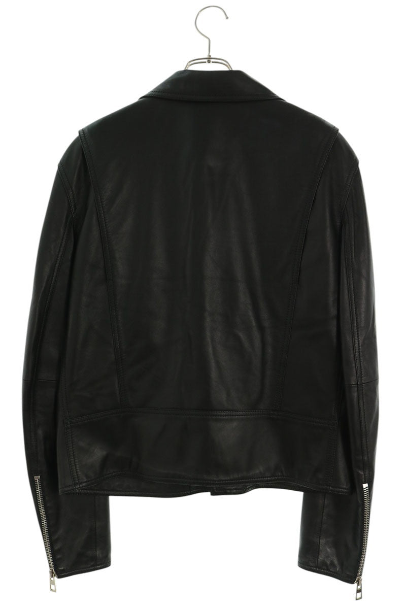 LOEWE Lamb Leather Double Riders Jacket Black Size 50