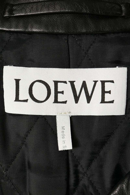 LOEWE Lamb Leather Double Riders Jacket Black Size 50