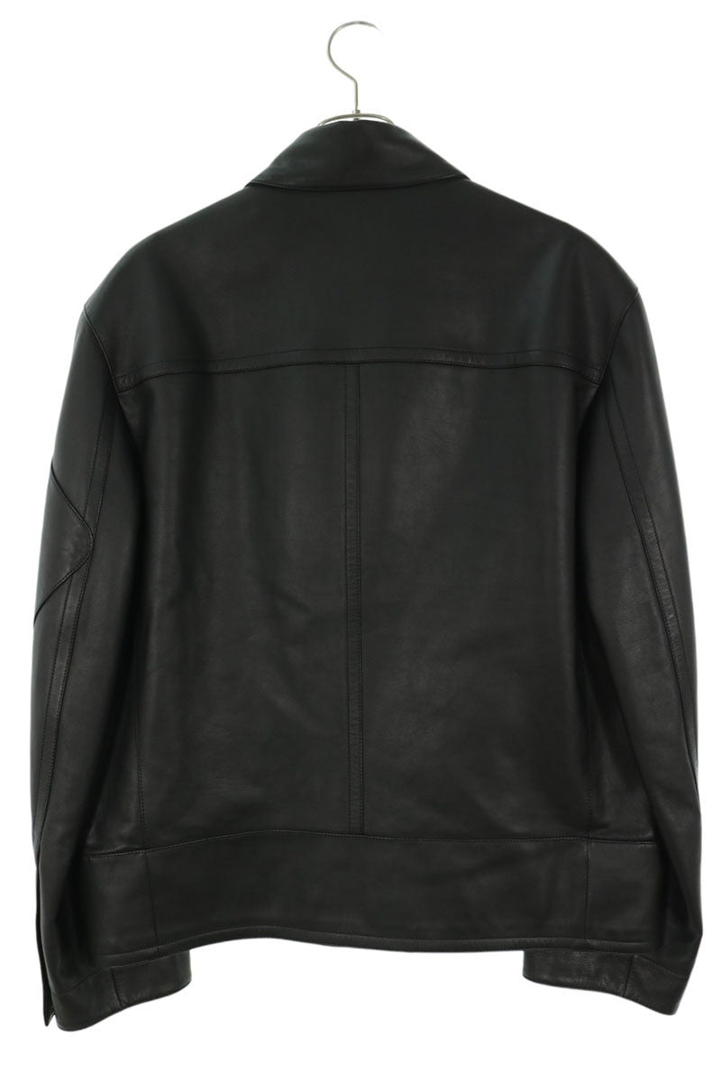 HERMES Zip Design Leather Jacket Size 48