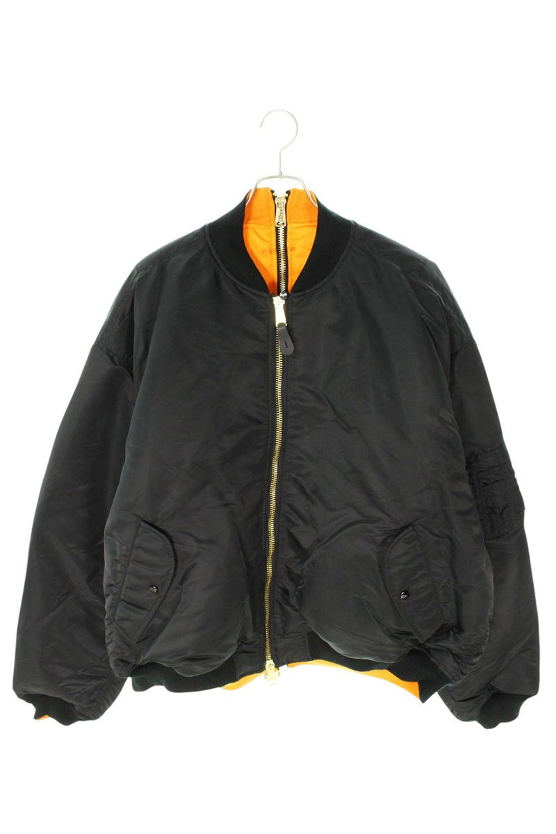 VETEMENTS 25SS Black Reversible Double Zip Bomber Size XS