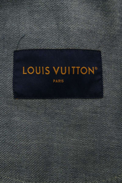 LOUISVUITTON 25AW LV Moire No-Collar Denim Jacket Size XXL