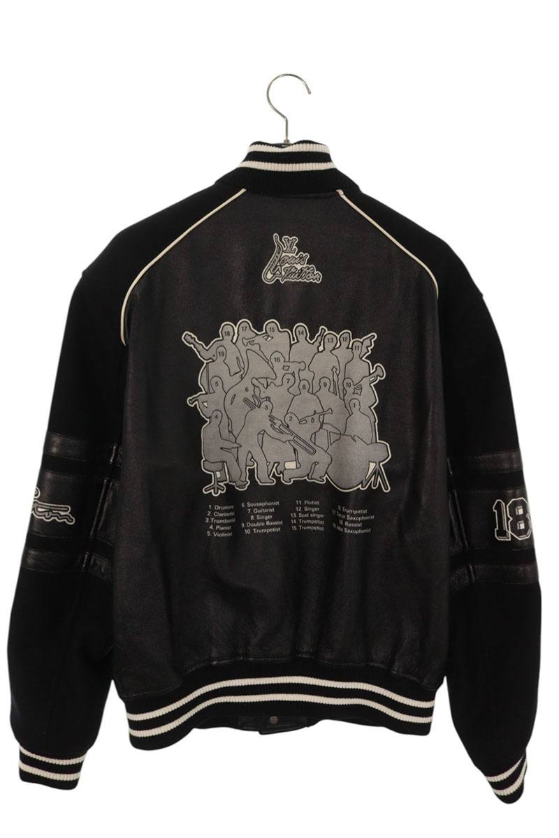 LOUISVUITTON 23SS Leather Varsity Jacket Black Size M