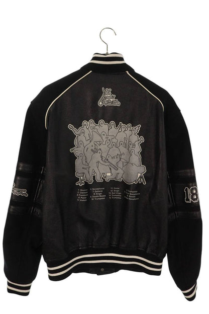 LOUISVUITTON 23SS Leather Varsity Jacket Black Size M