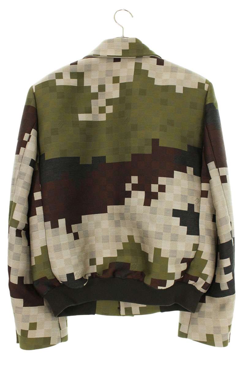 LOUISVUITTON Silk Blend Tailored Damier Jacket Green Size M