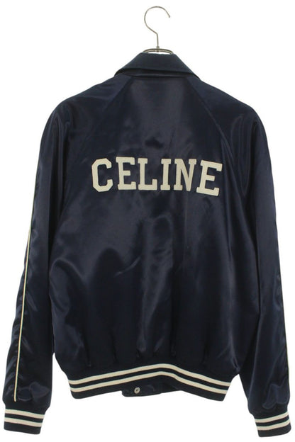 CELINE 25SS RV08U0550 Satin Teddy Jacket Navy Size 48