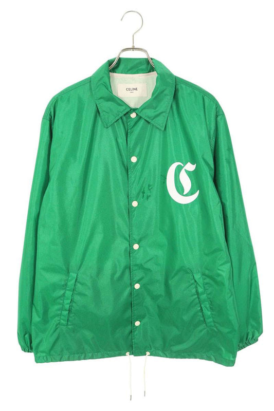 CELINE Green Back Logo Nylon Coach Blouson Size S