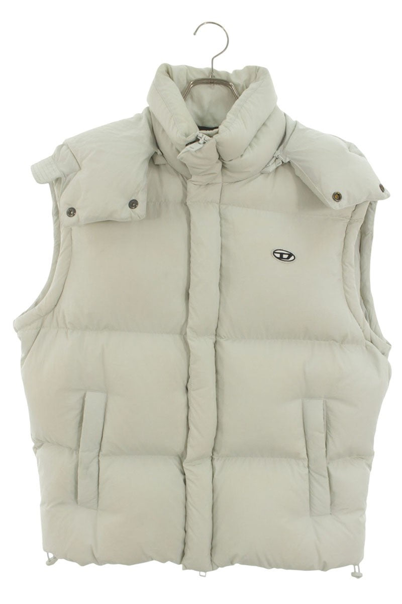 DIESEL Off White Padded Oversized Nylon Vest Blouson Size M