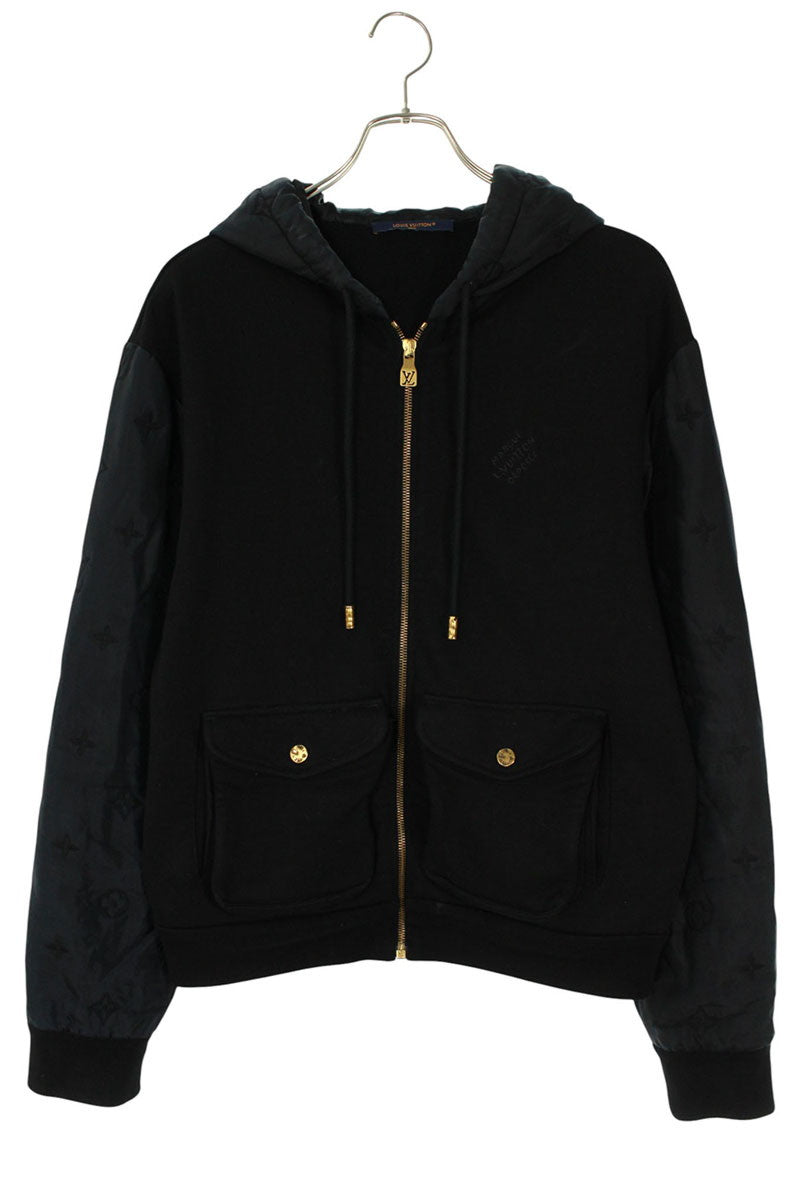 LOUISVUITTON 24SS Hybrid Zip Monogram Hoodie Black Size S