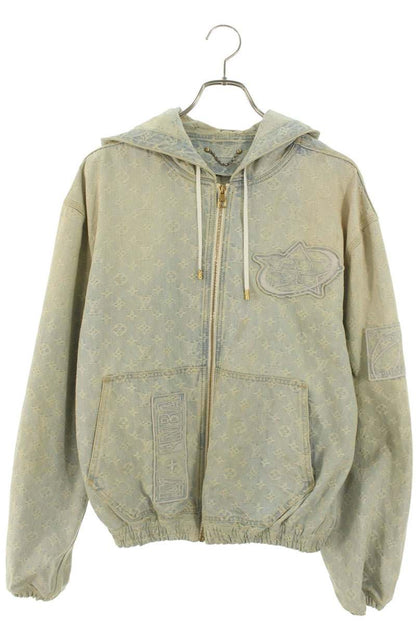 LOUISVUITTON Cotton Zip-Through Hoodie Blue Size M