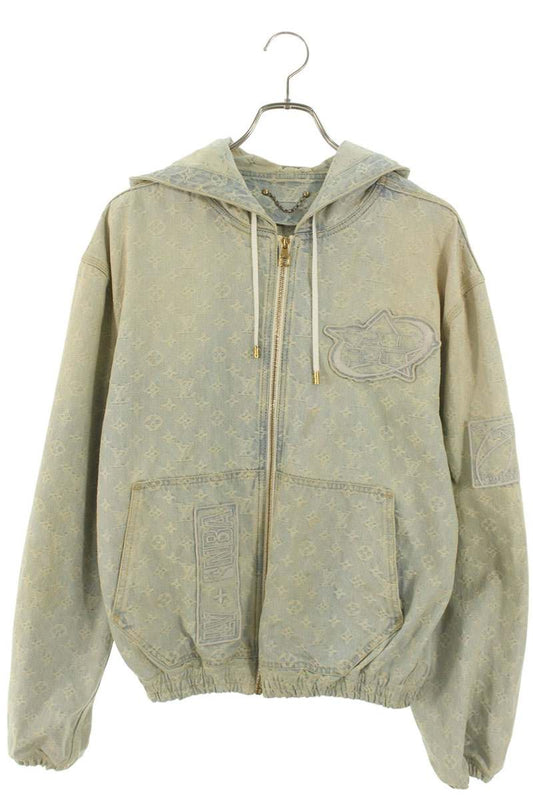 LOUISVUITTON Cotton Zip-Through Hoodie Blue Size M