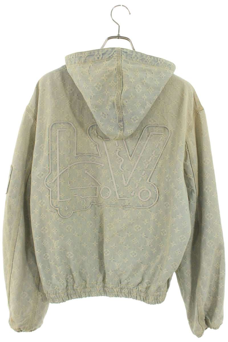 LOUISVUITTON Cotton Zip-Through Hoodie Blue Size M