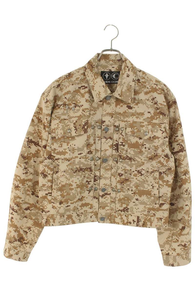 THUG CLUB Camo Studded Blouson Beige Poly/Cotton Size M