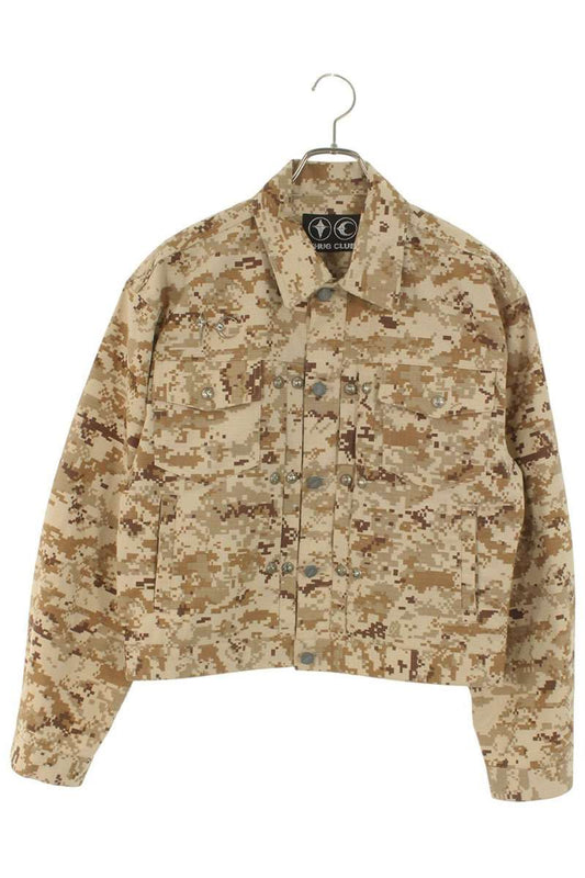 THUG CLUB Camo Studded Blouson Beige Poly/Cotton Size M