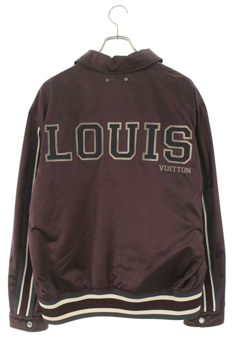 LOUISVUITTON Python Leather Back Logo Satin Jacket Size XXL