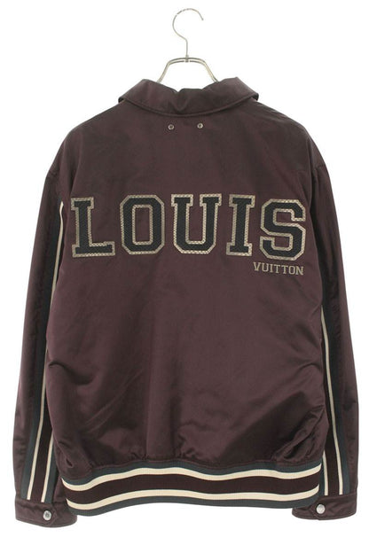 LOUISVUITTON Python Leather Back Logo Satin Jacket Size XXL