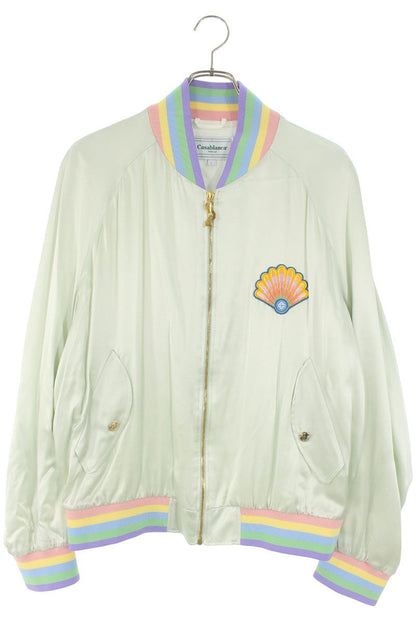 CASABLANCA 22SS Silk Zip-Up Blouson Light Green Size L