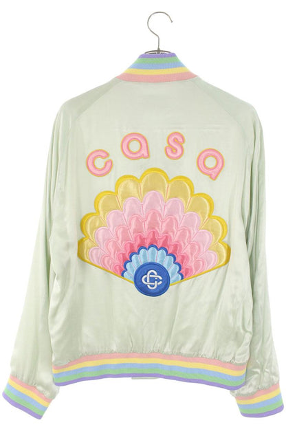CASABLANCA 22SS Silk Zip-Up Blouson Light Green Size L