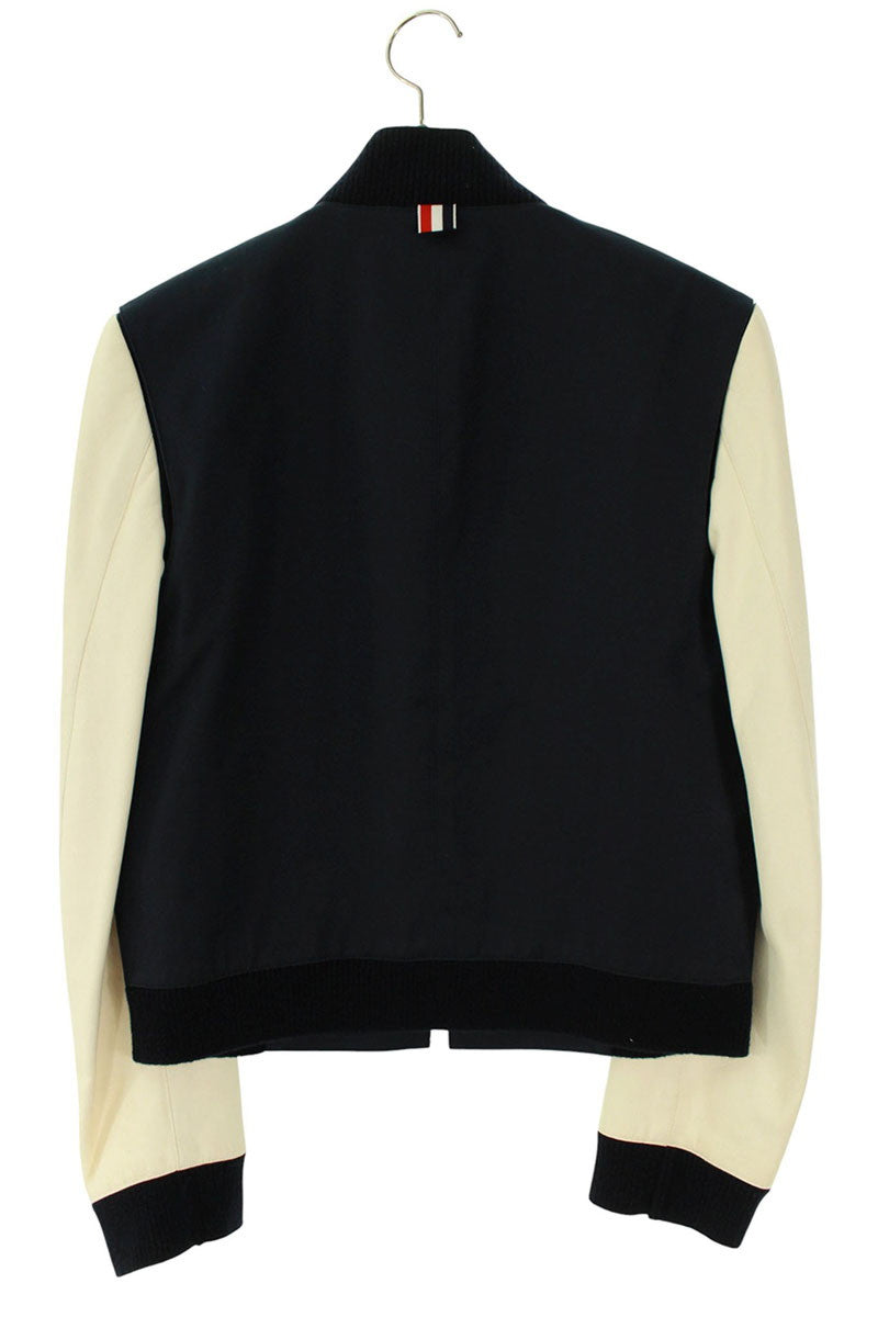 THOM BROWNE Leather Sleeve Bomber Jacket Multi Size 1
