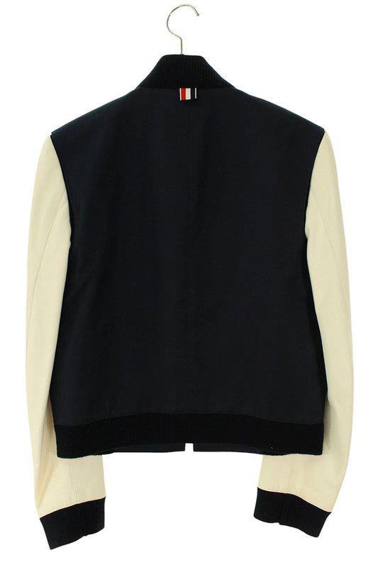 THOM BROWNE Leather Sleeve Bomber Jacket Multi Size 1
