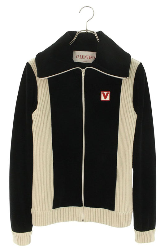 Valentino 25SS Logo Embroidered Zip Up Blouson Black x Beige Size XS