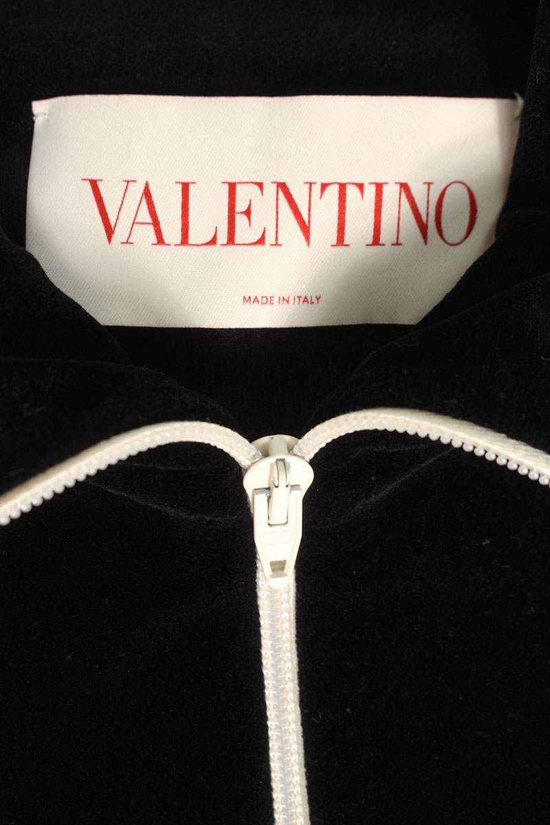 Valentino 25SS Logo Embroidered Zip Up Blouson Black x Beige Size XS