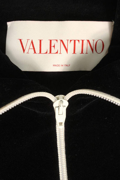 Valentino 25SS Logo Embroidered Zip Up Blouson Black x Beige Size XS