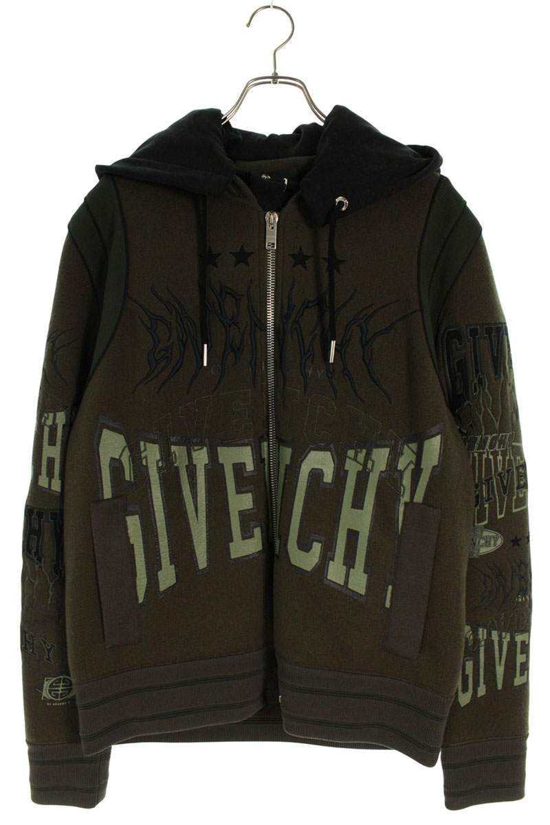 GIVENCHY Wool Hooded Varsity Jacket Khaki Size S