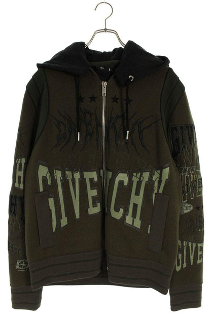 GIVENCHY Wool Hooded Varsity Jacket Khaki Size S