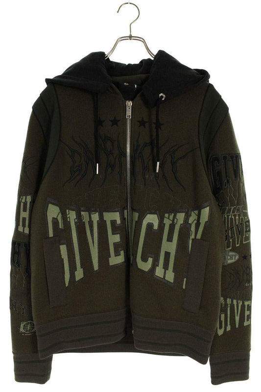 GIVENCHY Wool Hooded Varsity Jacket Khaki Size S