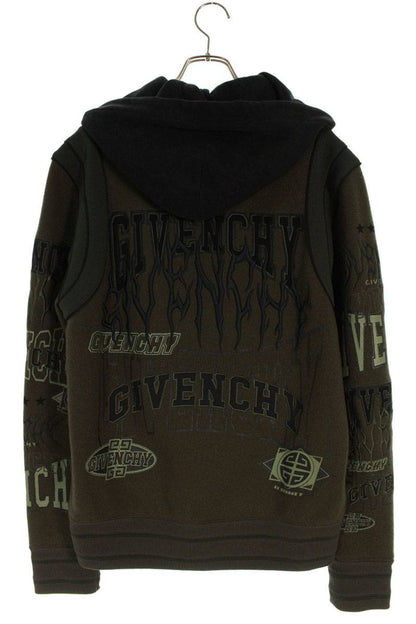 GIVENCHY Wool Hooded Varsity Jacket Khaki Size S