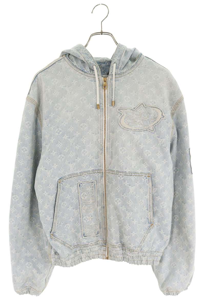 LOUISVUITTON NBA Monogram Denim Hooded Blouson Blue Size S
