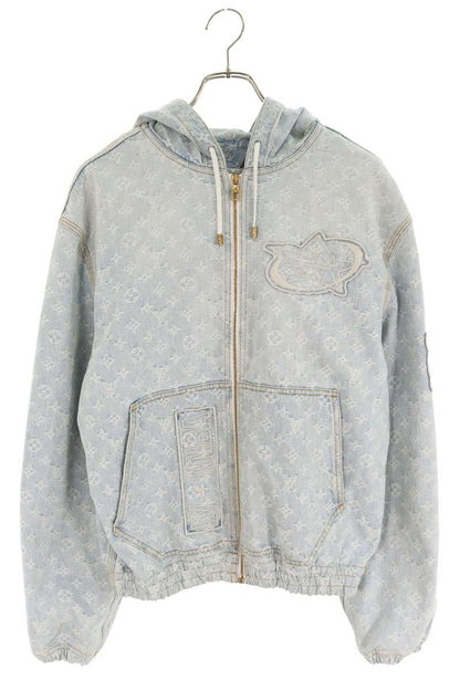 LOUISVUITTON NBA Monogram Denim Hooded Blouson Blue Size S