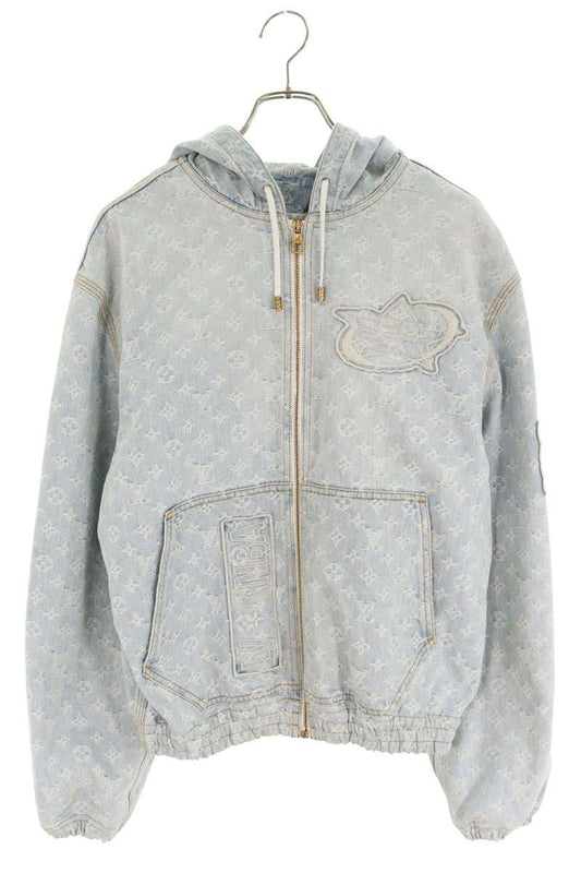 LOUISVUITTON NBA Monogram Denim Hooded Blouson Blue Size S