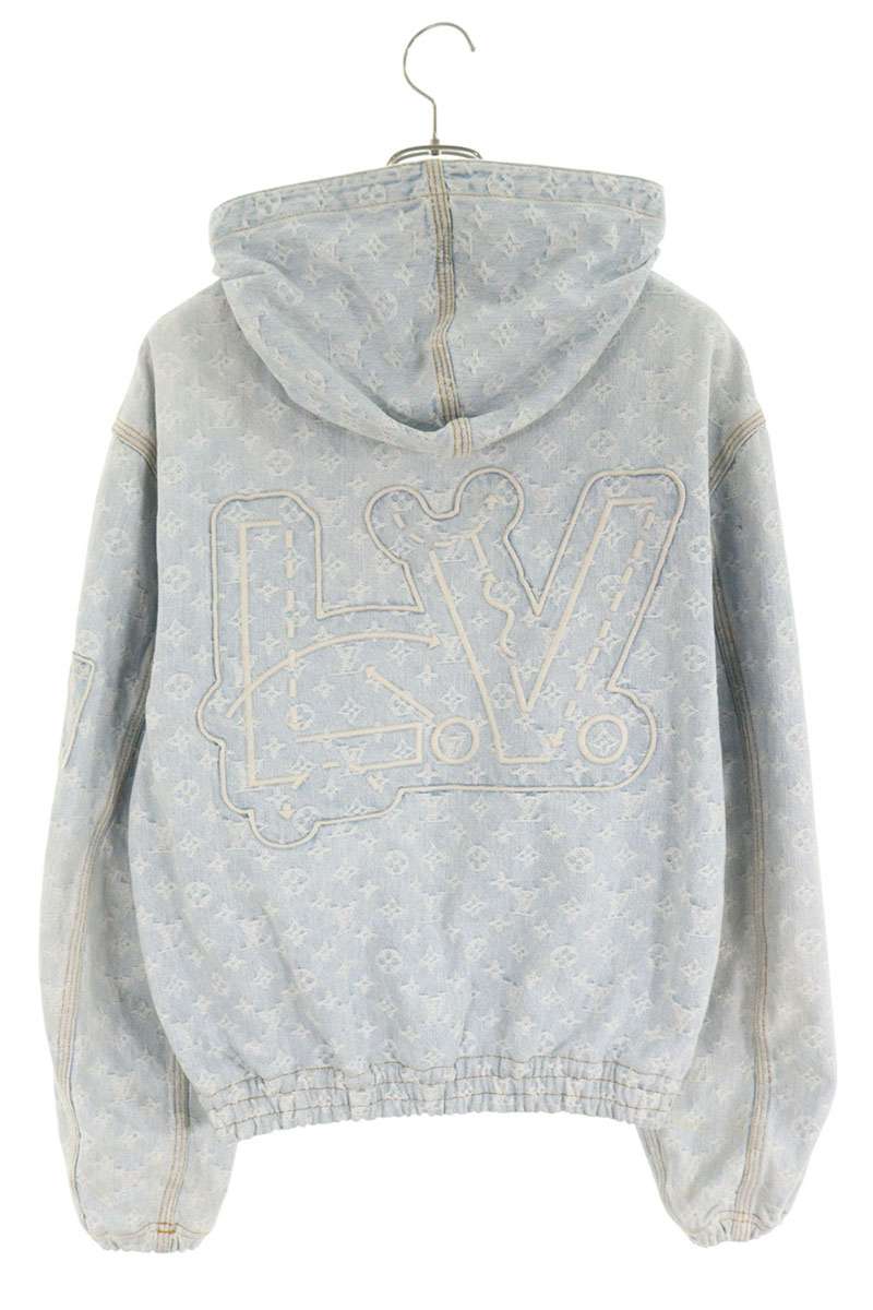 LOUISVUITTON NBA Monogram Denim Hooded Blouson Blue Size S