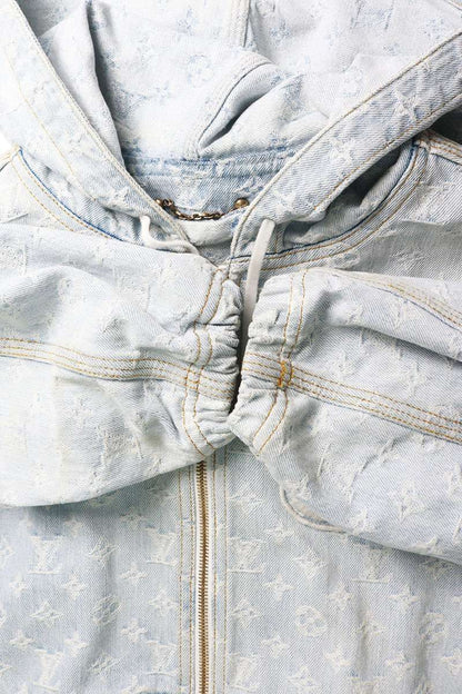 LOUISVUITTON NBA Monogram Denim Hooded Blouson Blue Size S