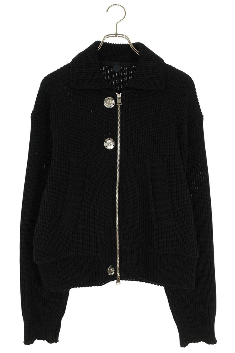 OUAT Metal Zip Up Knit Blouson Black Size L