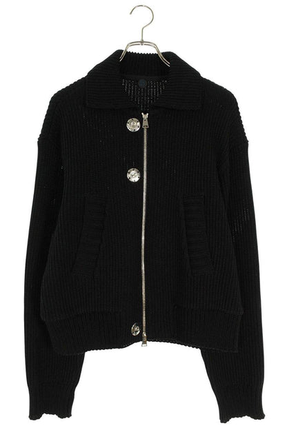 OUAT Metal Zip Up Knit Blouson Black Size L